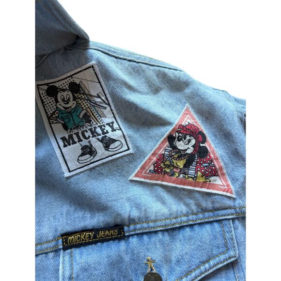 Rare Vintage 80s Mickey Jeans Walt Disney World Denim Jacket with Patches, L-XL - Picture 4 of 8